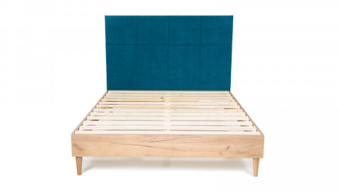 Tête de lit capitonnée en velours bleu canard 160 cm - Emy