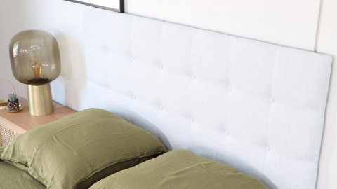 Tête de lit capitonnée en tissu gris clair 140 cm - Nino