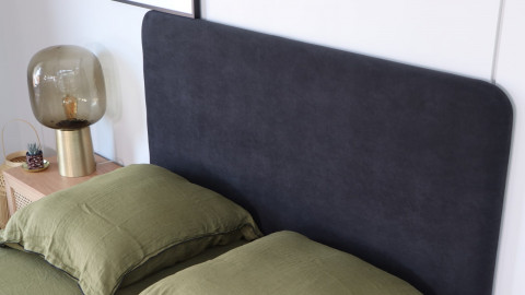 Tête de lit en velours gris anthracite 140 cm - Enzo