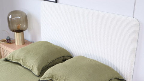 Tête de lit en velours beige côtelé 140 cm - Enzo