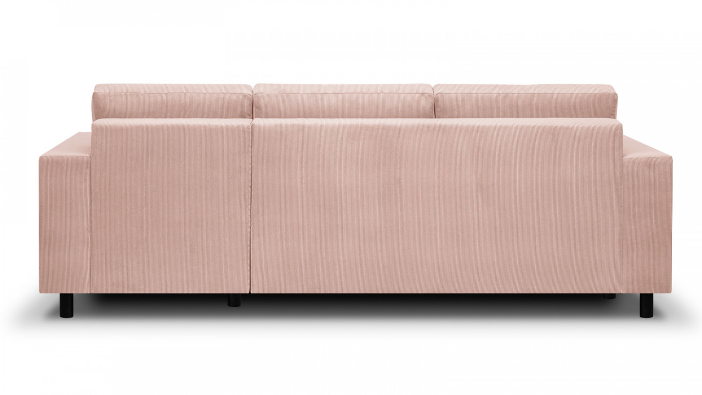 Canapé d'angle à gauche convertible 4 places en velours côtelé rose pâle - Marceau