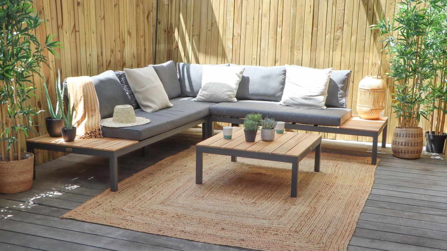 Salon de jardin d'angle en teck 5 places - La Vida