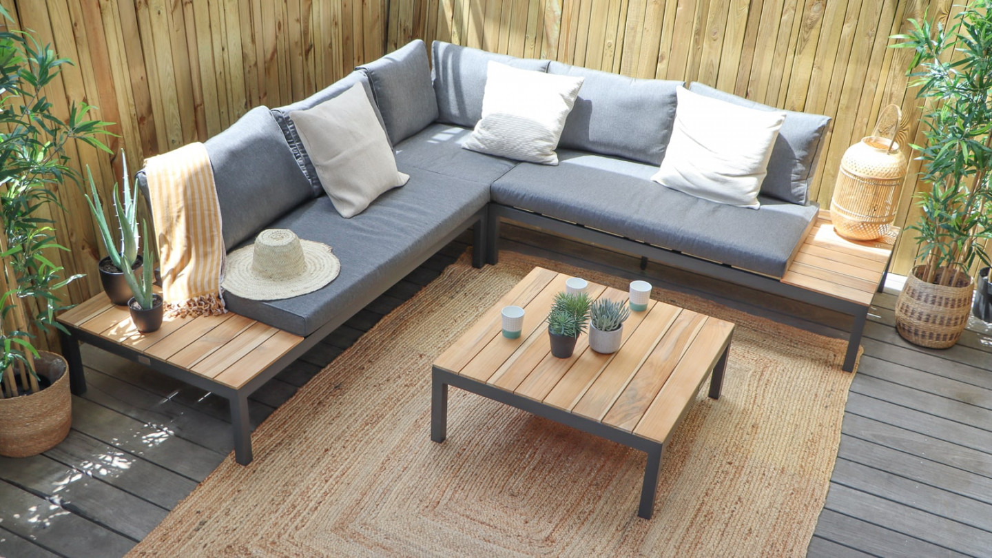 Salon de jardin d'angle en teck 5 places - La Vida