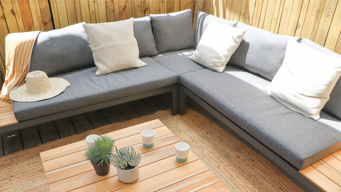 Salon de jardin d'angle en teck 5 places - La Vida