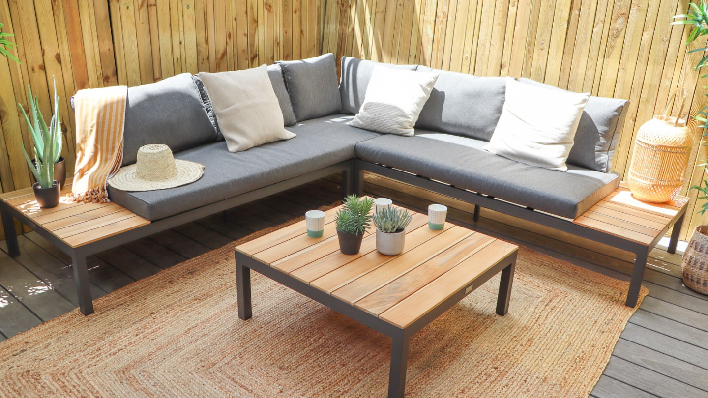 Salon de jardin d'angle en teck 5 places - La Vida