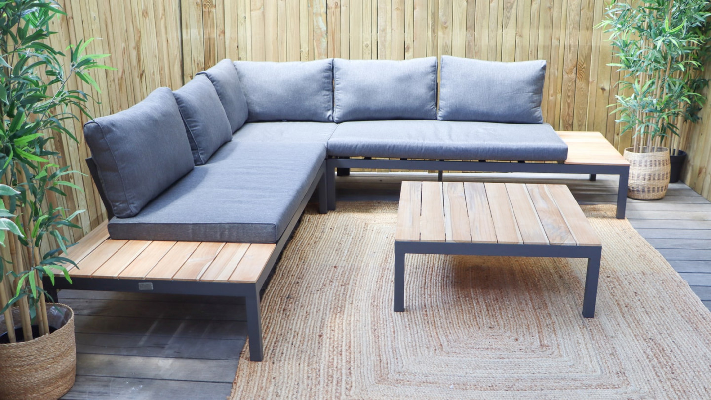 Salon de jardin d'angle en teck 5 places - La Vida