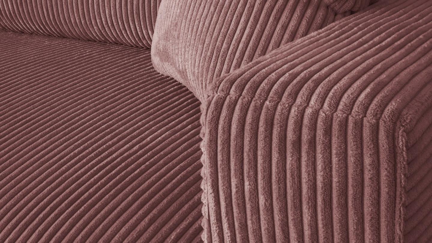 Canapé convertible 3 places en velours côtelé rose blush avec coffre de rangement - Robin
