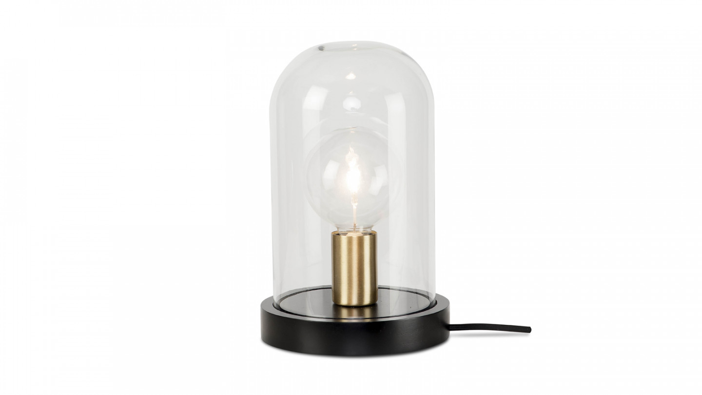 Lampe à poser cloche en verre et bois noir - Collection Seattle - It's About Romi