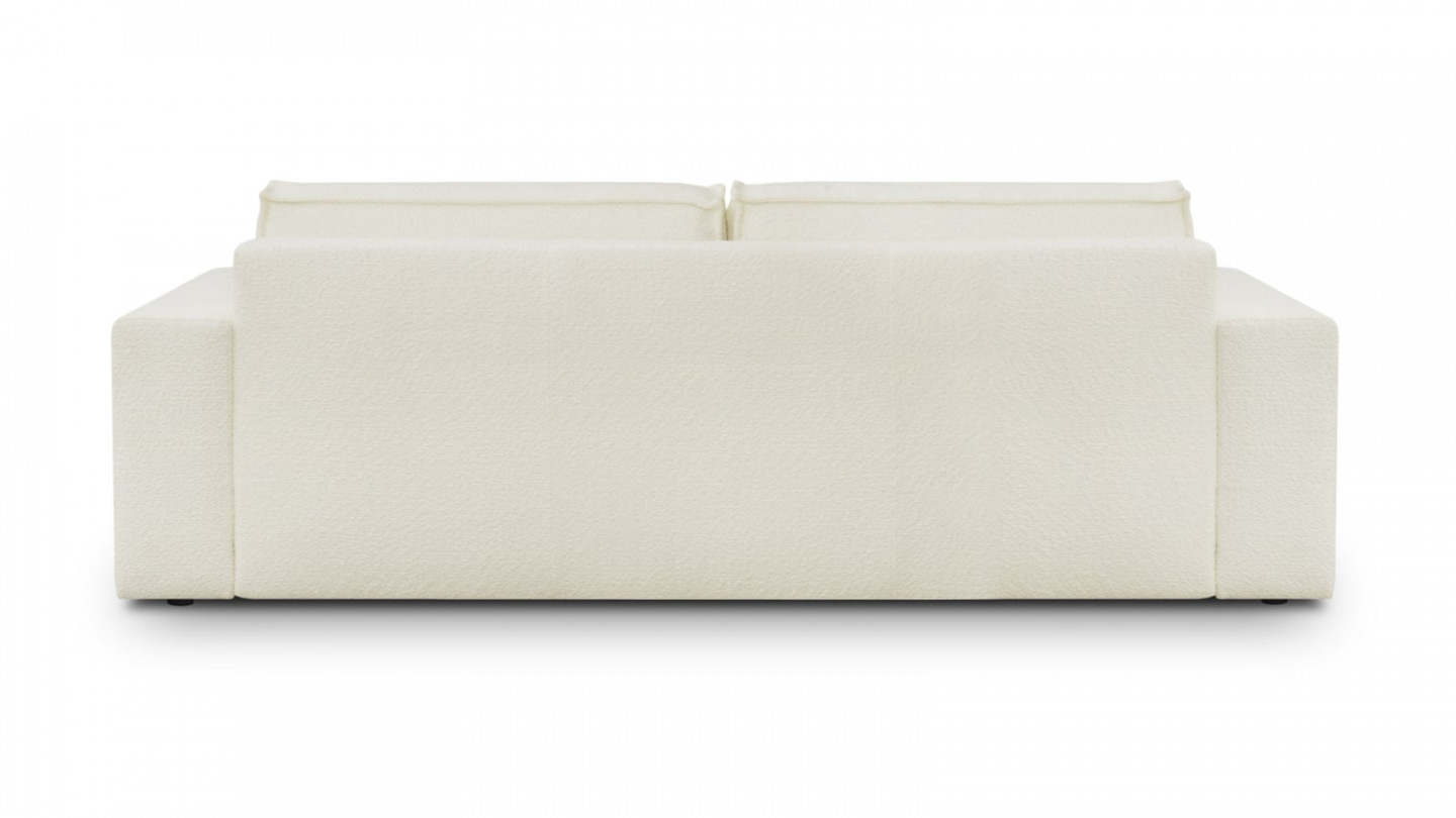 Canapé convertible 3 Places avec coffre de rangement en tissu bouclette beige - collection Harper