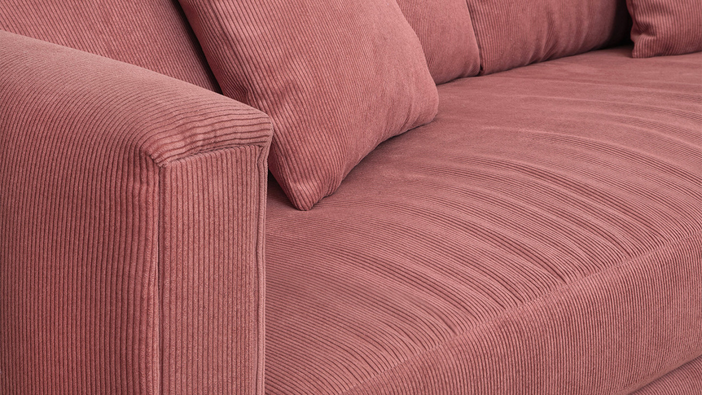 Canapé 4 places en velours côtelé terracotta + 4 coussins - Denver