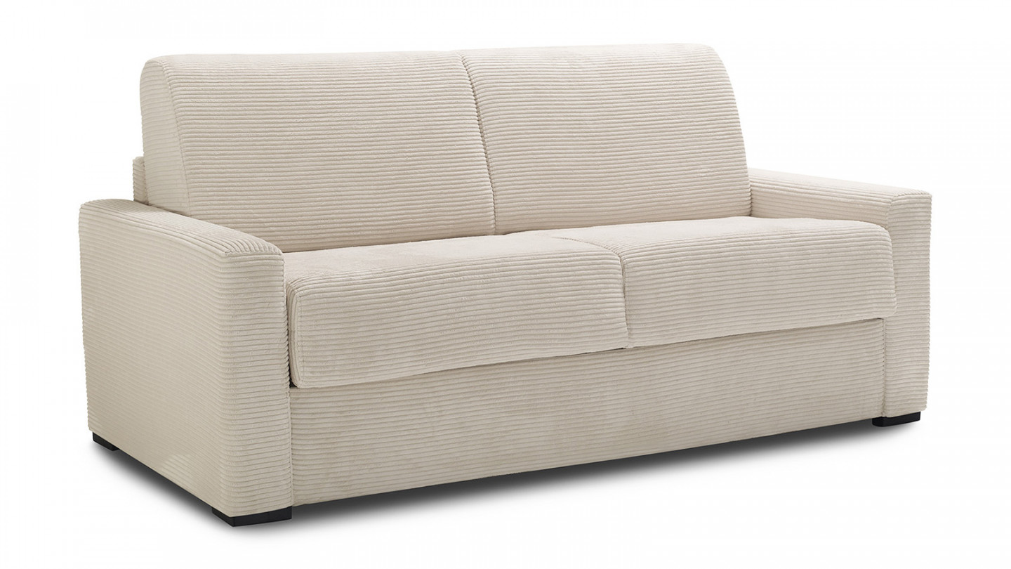 Canapé Convertible 3 Places Salvador Beige - Couchage Quotidien - Occasion (état Parfait)