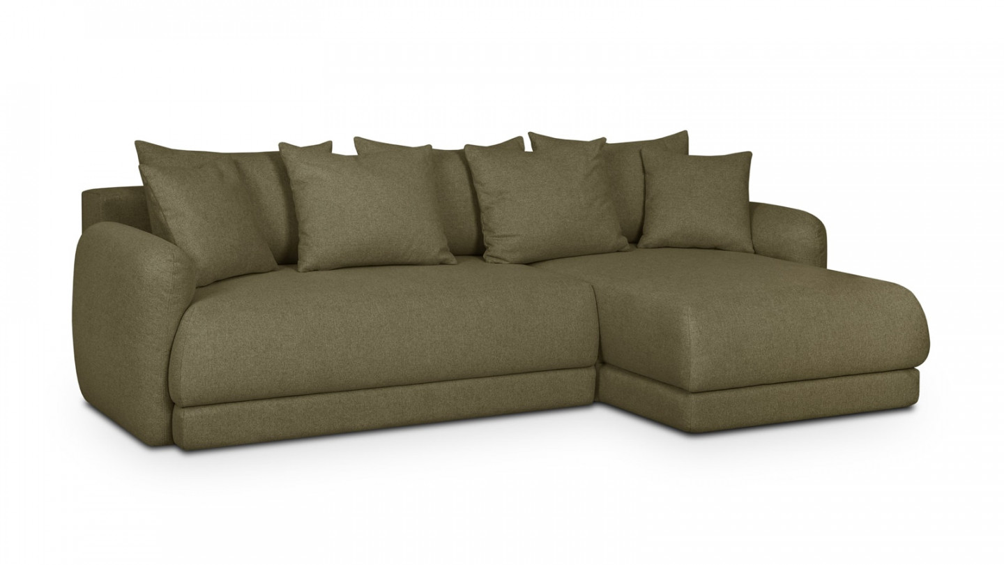 Canapé d'angle droit 5 places convertible avec coffre de rangement en