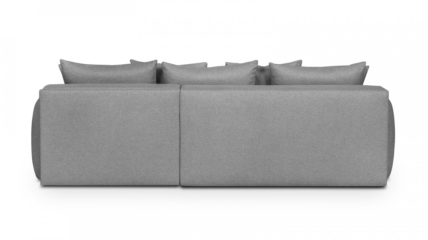 Canapé d'angle droit 5 places convertible avec coffre de rangement en tissu gris chiné - Giulia