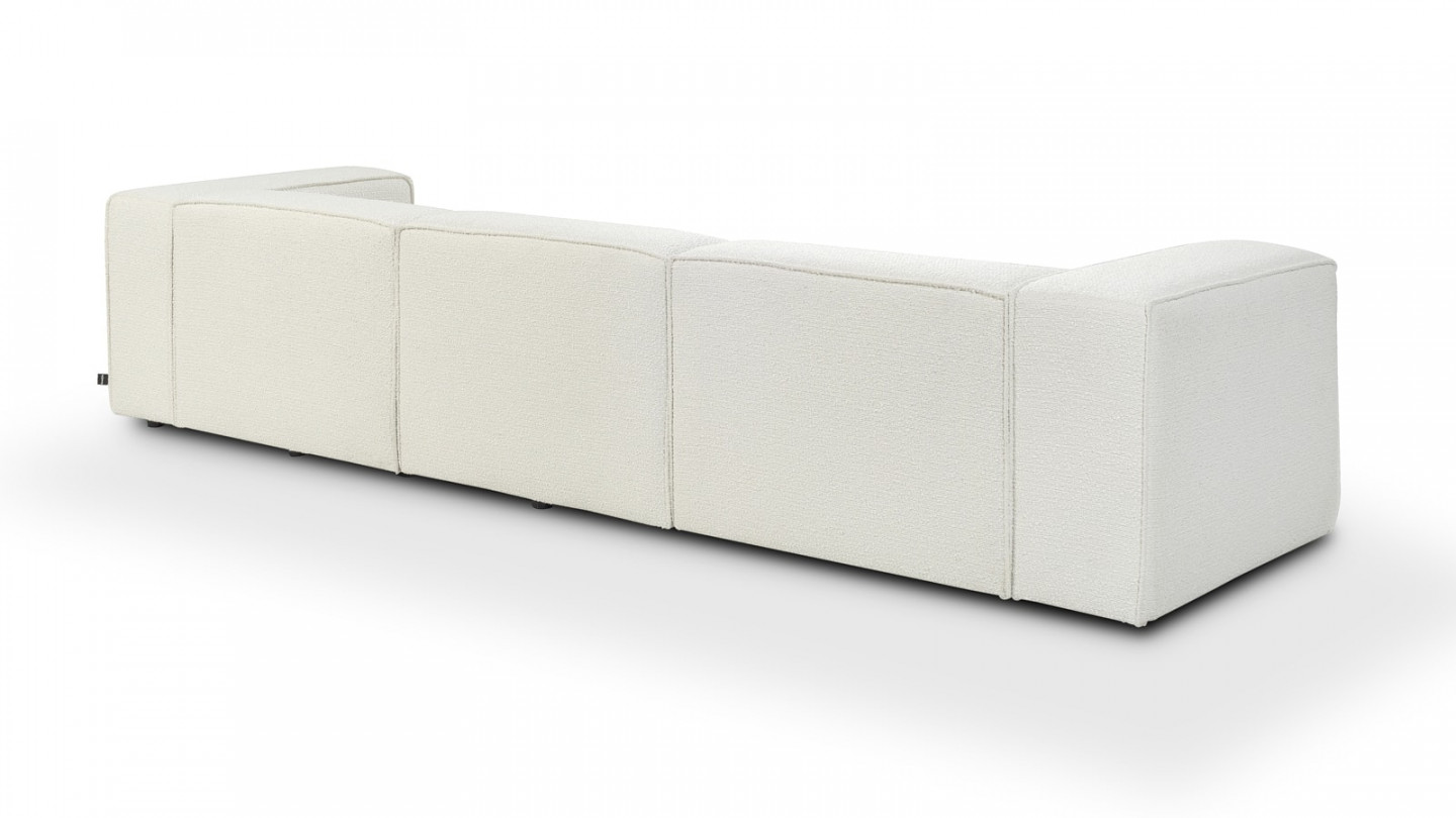 Canapé modulable 4 places en tissu bouclé écru - Fabriqué en France - Roma