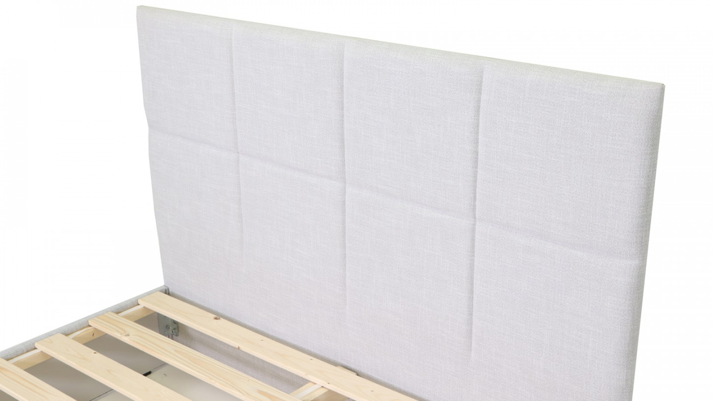 Tête de lit capitonnée en tissu gris clair 140 cm - Emy