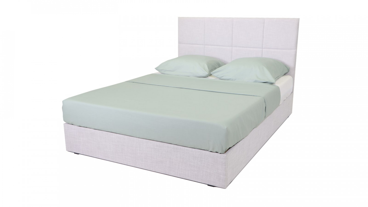 Tête de lit capitonnée en tissu gris clair 160 cm - Emy