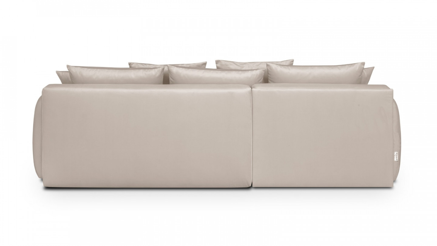 Canapé d'angle gauche 5 places convertible avec coffre de rangement en velours crème - Giulia