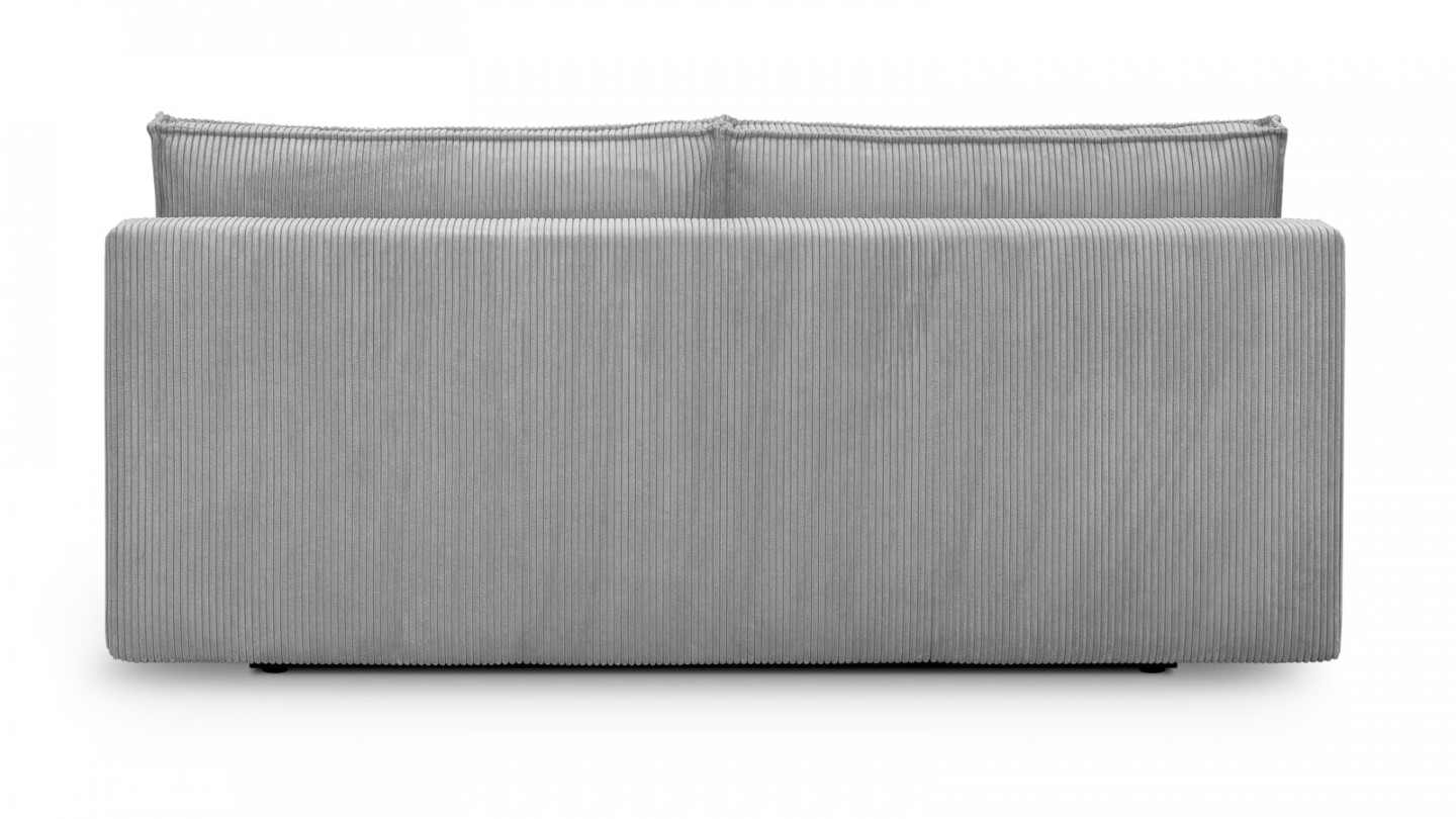 Canapé convertible 3 places avec coffre de rangement en velours côtelé gris clair - Milla