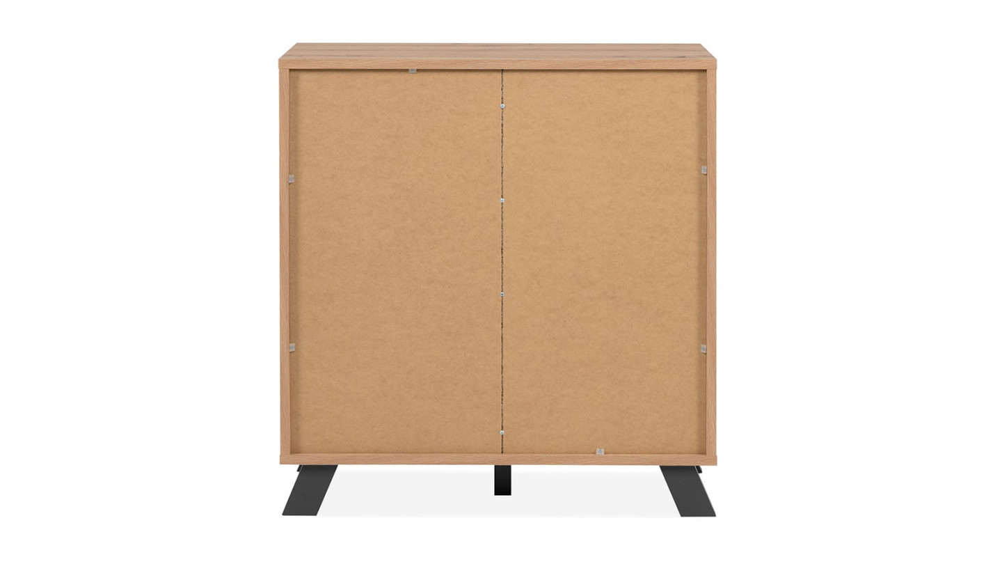 Buffet 2 portes effet chêne, piétement noir 80 cm - Flavia