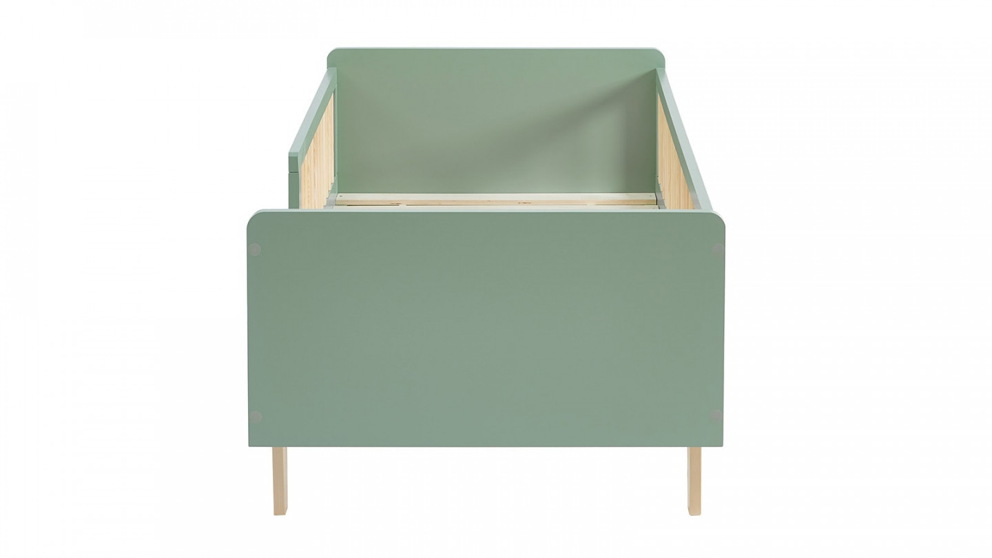 Lit enfant 70x140 en pin massif vert avec sommier - Alba