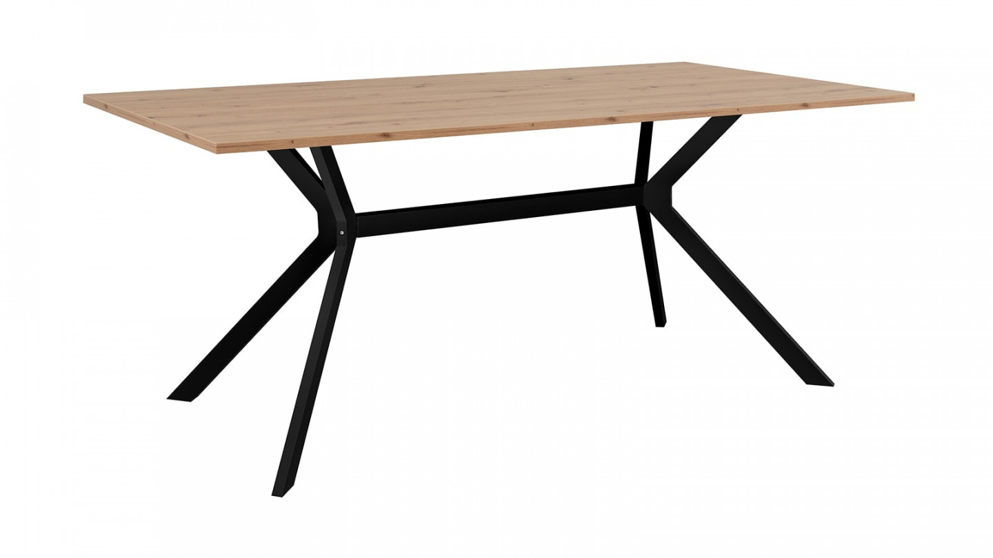 Table à manger effet chêne clair, piétement noir 180 cm - Velia