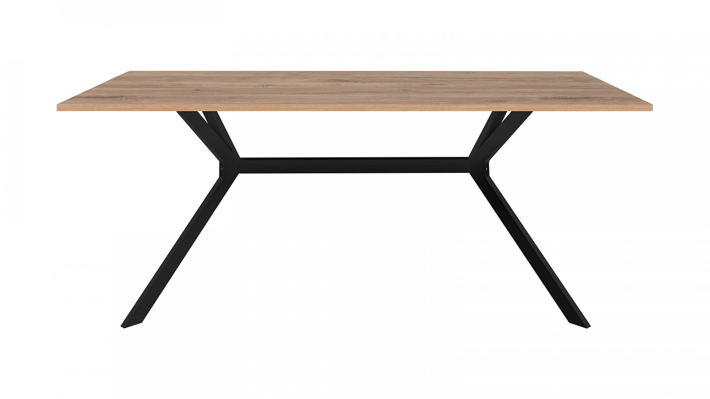 Table à manger effet chêne foncé, piétement noir 180 cm - Velia