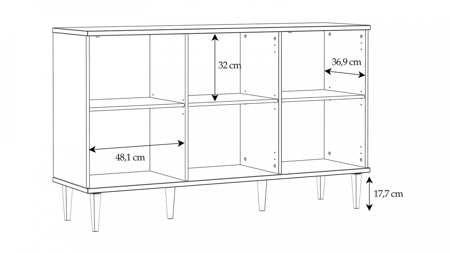 Buffet en cannage et effet chêne 3 portes 150 cm - Luisa