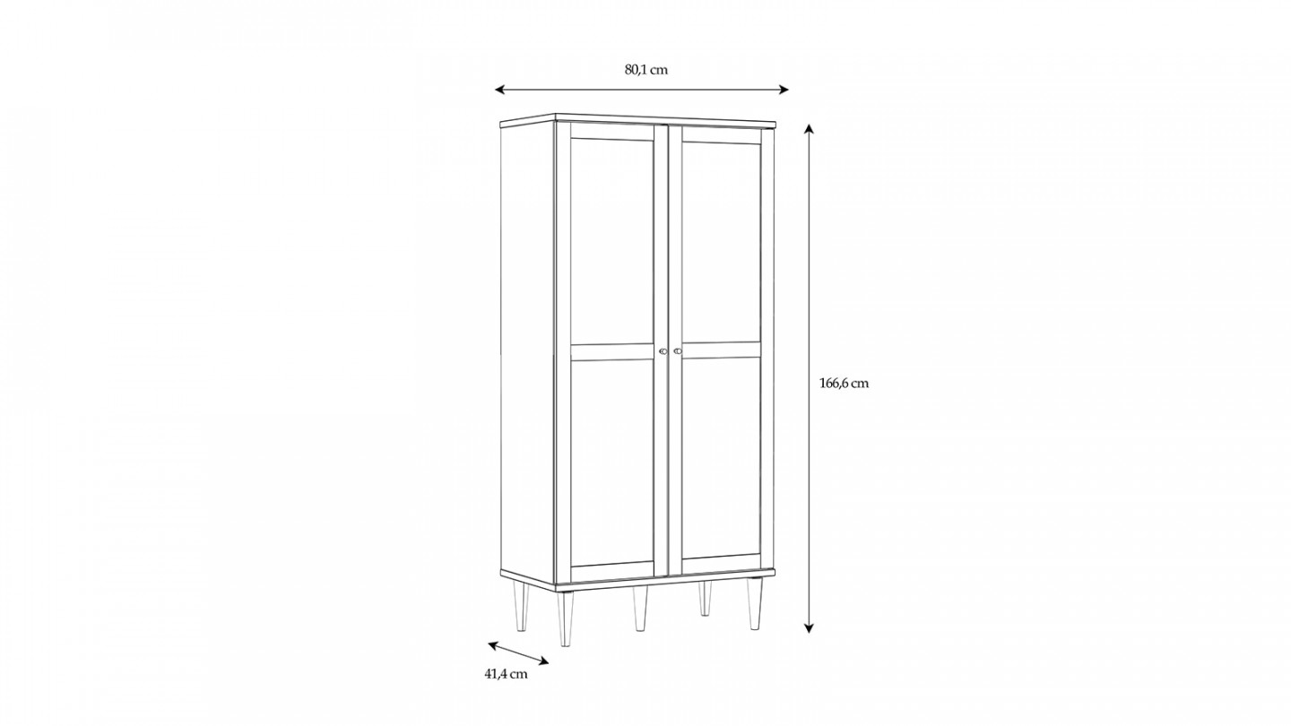 Buffet haut en cannage et effet chêne 80 cm - Luisa