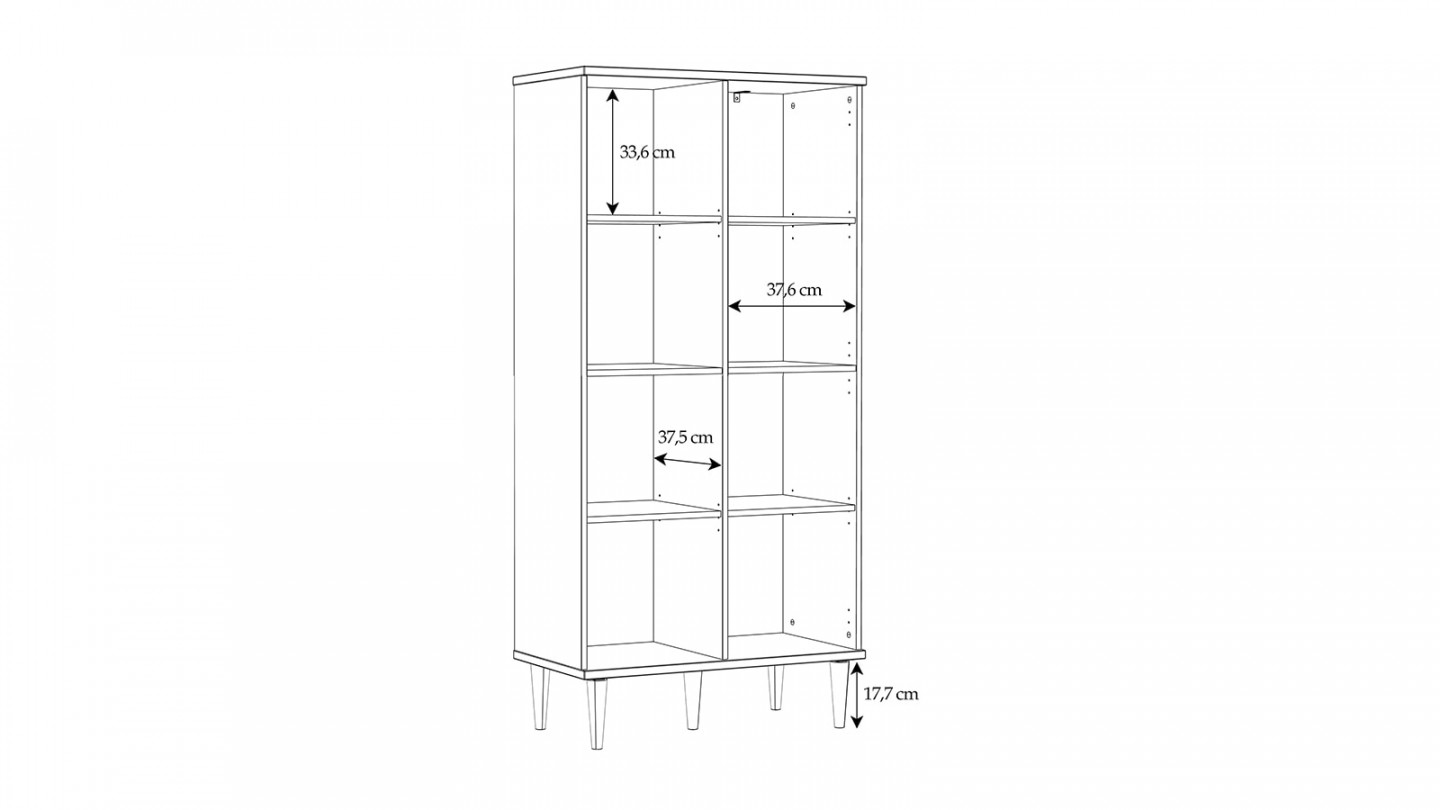 Buffet haut en cannage et effet chêne 80 cm - Luisa