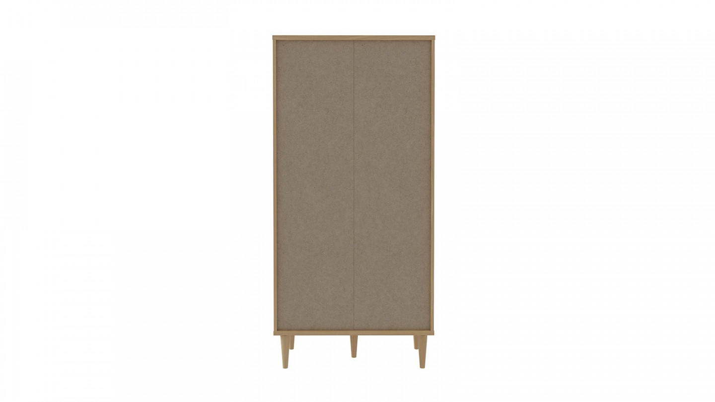 Buffet haut en cannage et effet chêne 80 cm - Luisa
