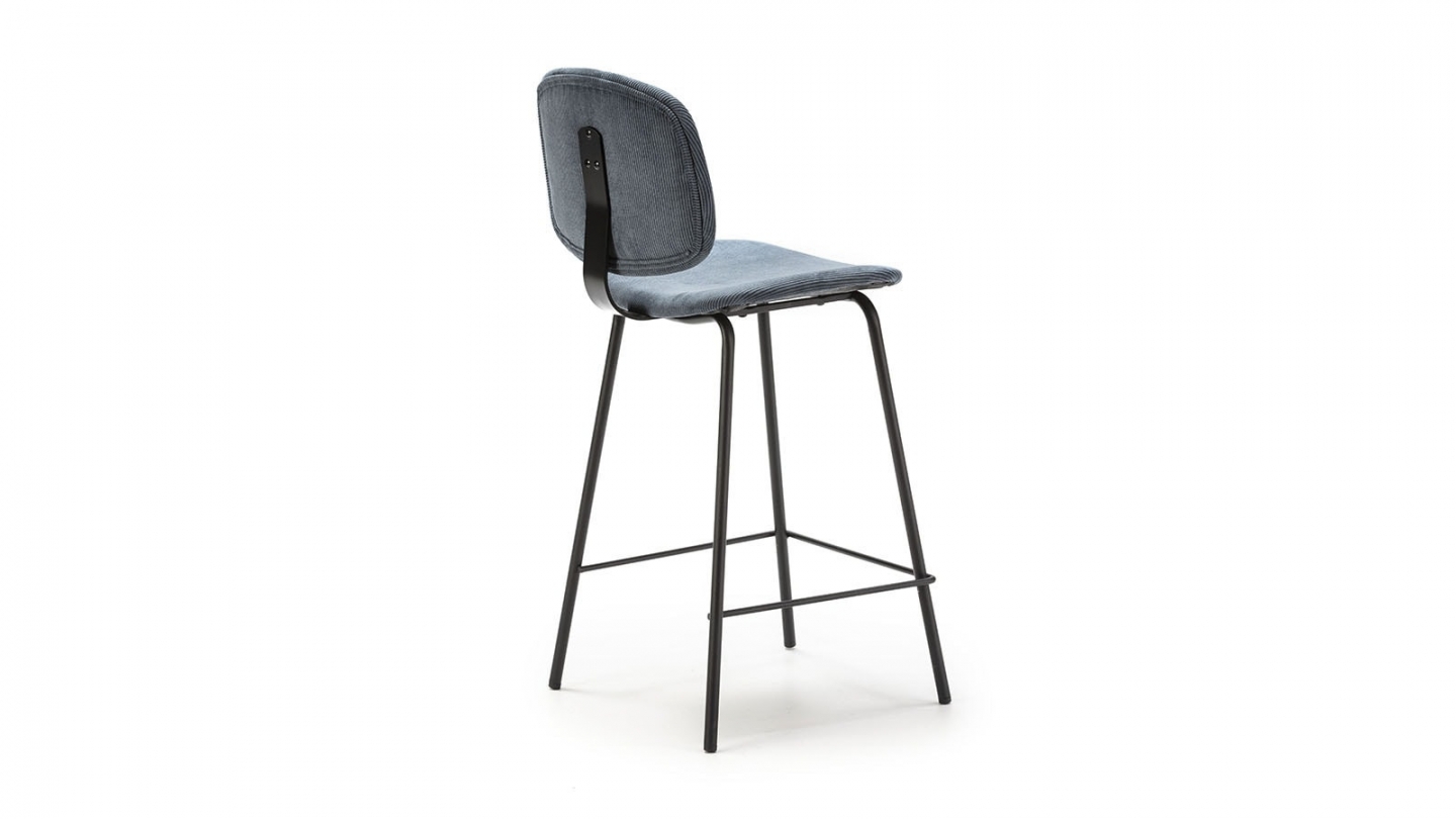 Tabourets De Bar En Velours Côtelé – Lot De 2 | Assise Pivotante 360° | Hauteur 65 Cm | Pour Table De Bar 89-99 Cm | Crème