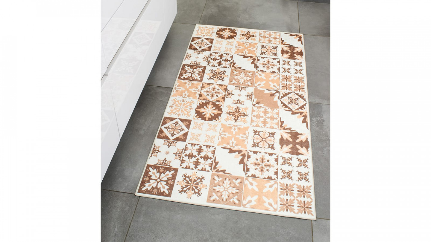 Tapis de cuisine carreaux de ciment Orange 80x150 - Mérida - Homifab