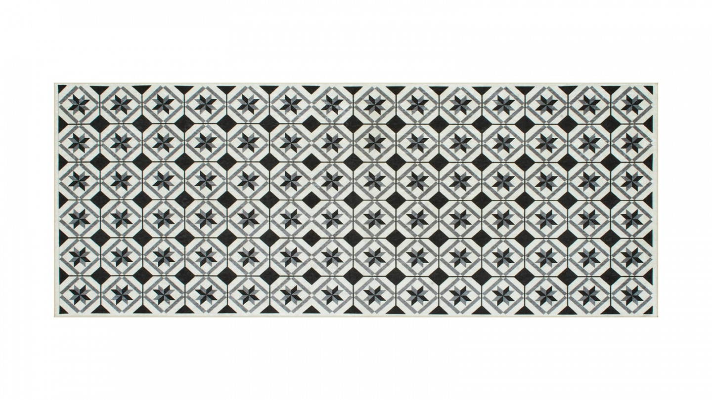 Tapis de cuisine carreaux de ciment Noir 70x180 - Uvita
