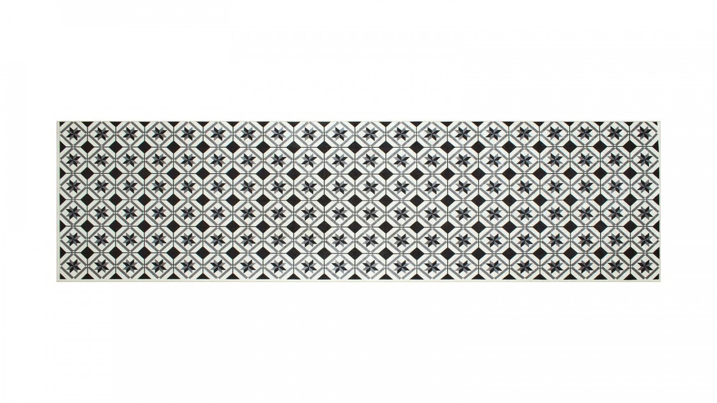 Tapis de cuisine carreaux de ciment Noir 80x300 - Uvita