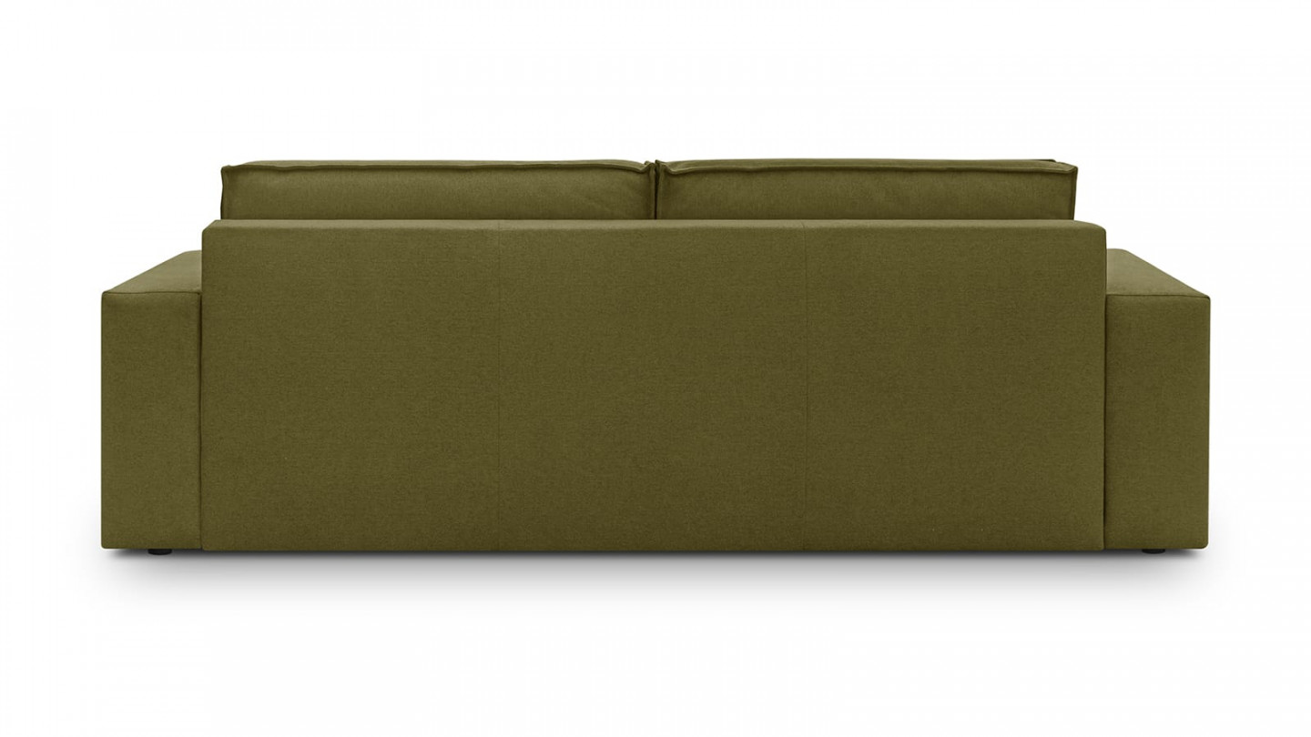 Canapé 3 places convertible avec coffre de rangement en tissu vert olive - Harper New