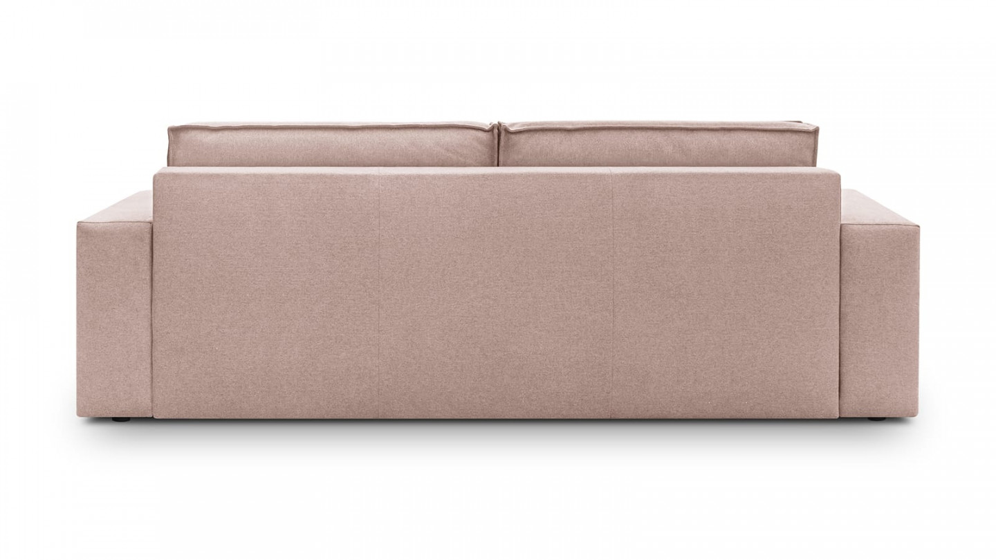 Canapé 3 places convertible avec coffre de rangement en tissu rose - Harper New