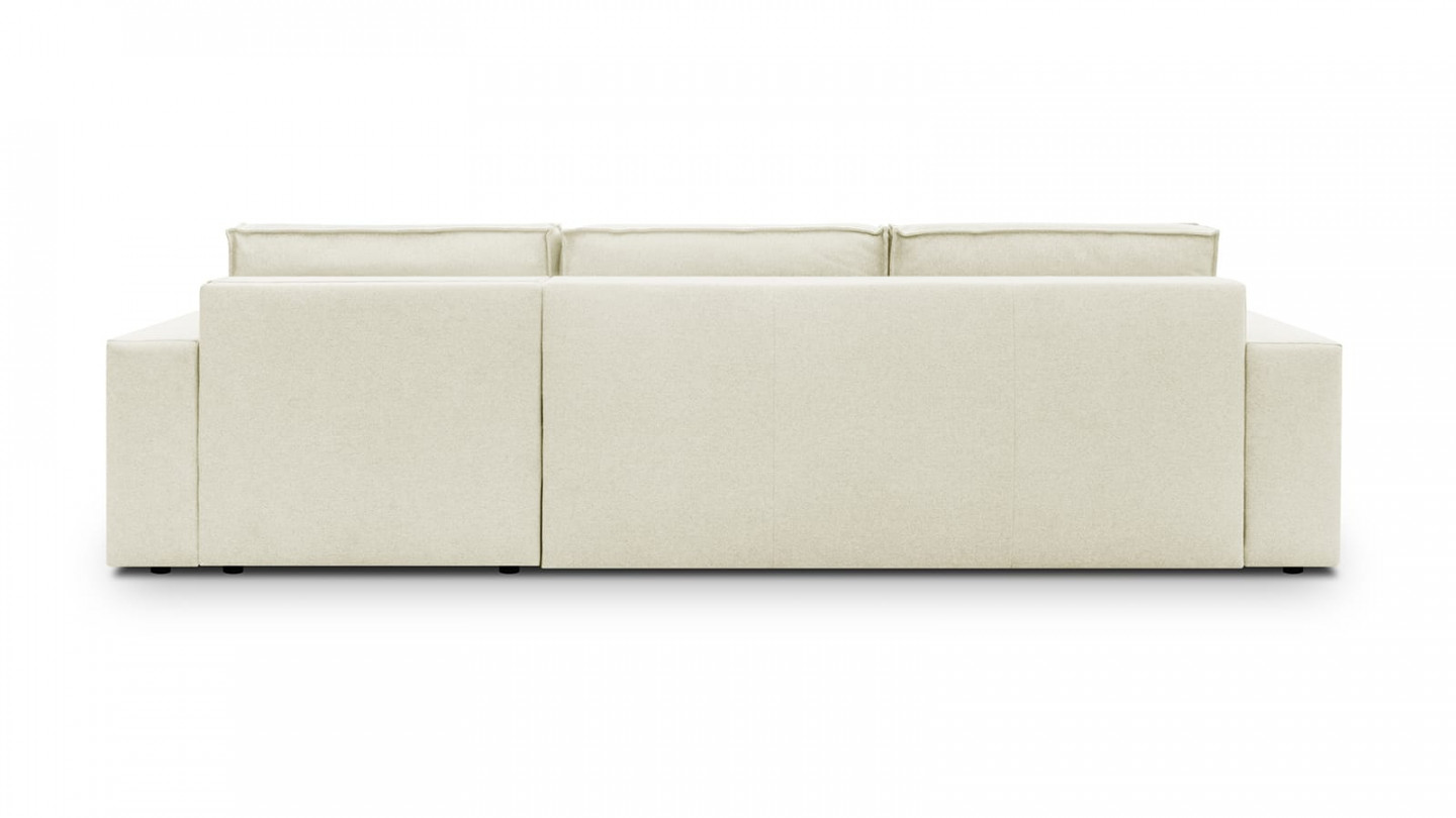 Canapé d'angle 5 places convertible réversible avec coffre de rangement en tissu ivoire - Harper New
