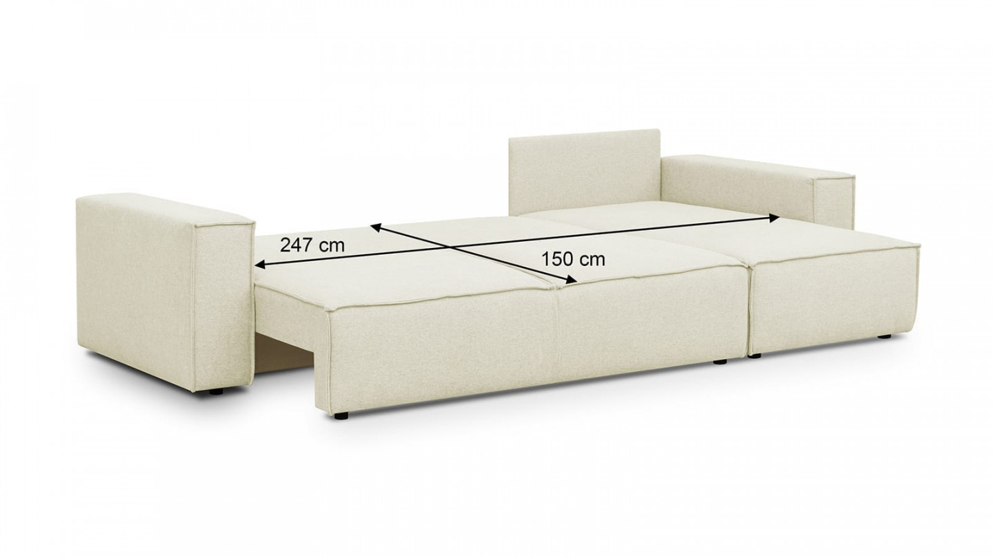 Canapé d'angle 5 places convertible réversible avec coffre de rangement en tissu ivoire - Harper New