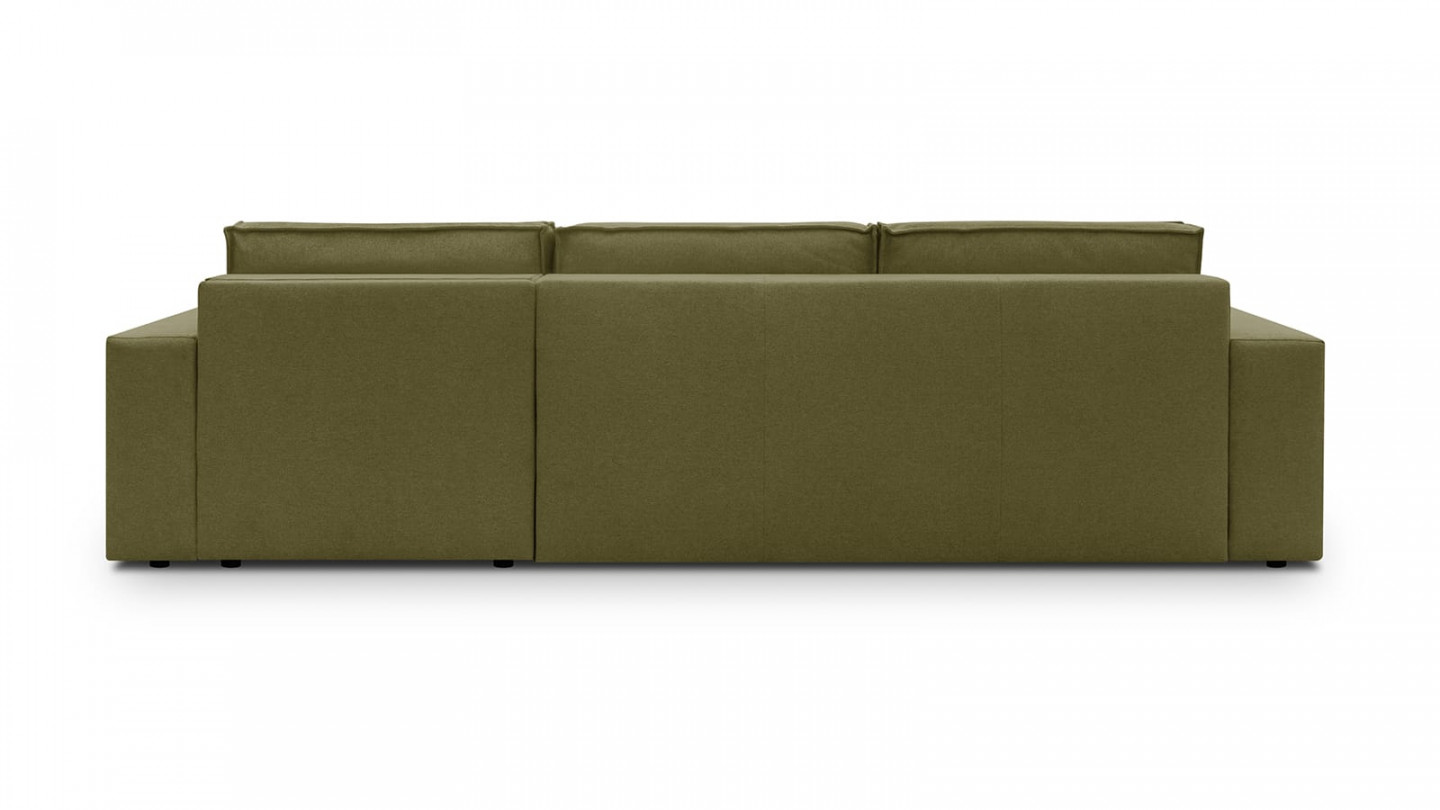 Canapé d'angle 5 places convertible réversible avec coffre de rangement en tissu vert olive - Harper New