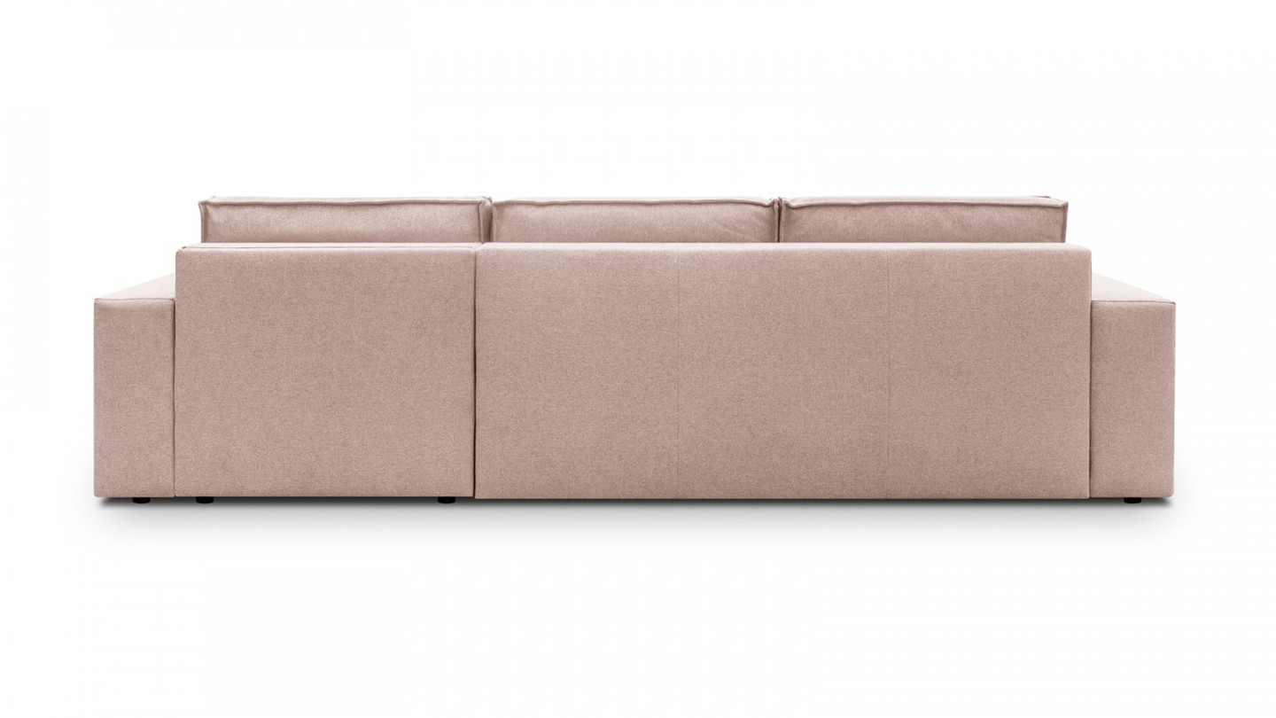 Canapé d'angle 5 places convertible réversible avec coffre de rangement en tissu rose - Harper New