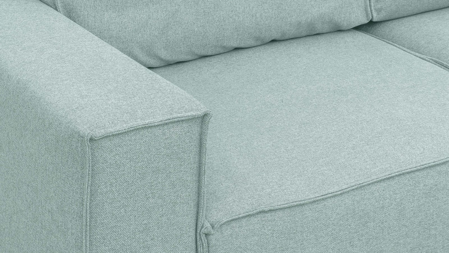 Canapé d'angle 5 places convertible réversible avec coffre de rangement en tissu bleu pastel - Harper New