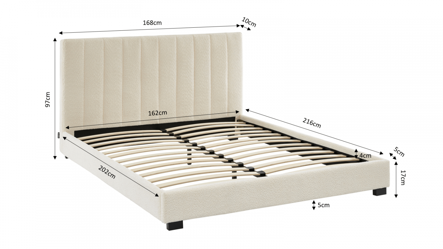Bed Maudy met opbergruimte - ecru - 160x200 cm | Leen Bakker