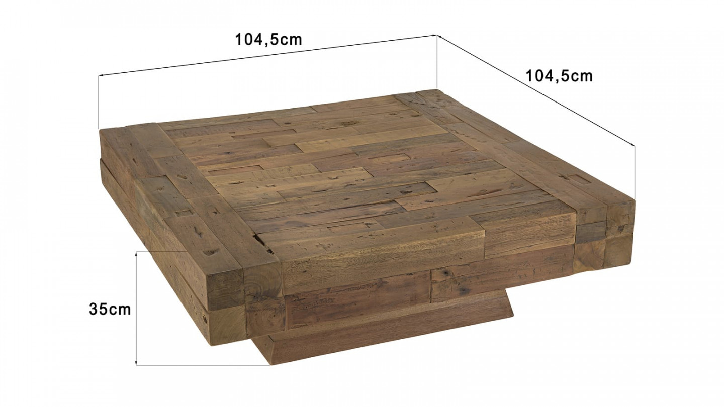 Table basse carrée bois massif - Mathis