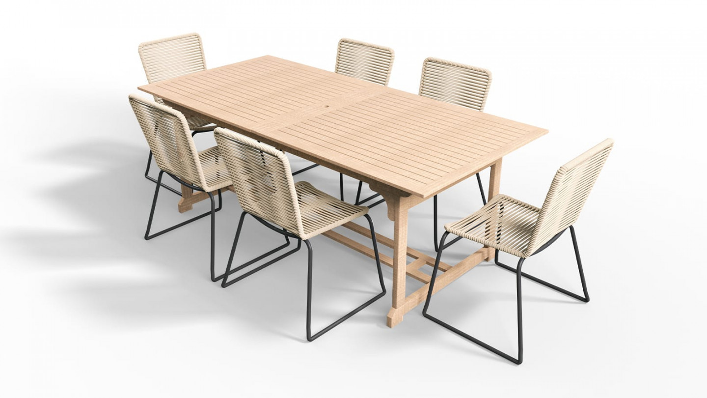 Ensemble table de jardin extensible 6 à 12 personnes Mykonos + 6 chaises Erin