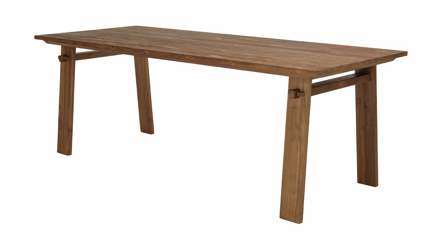 Table à manger rectangulaire 220x90cm en bois de teck recyclé SIXTINE