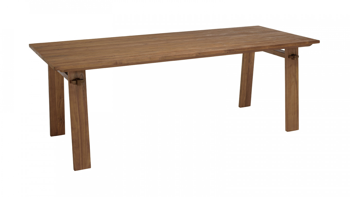 Table à manger rectangulaire 220x90cm en bois de teck recyclé SIXTINE