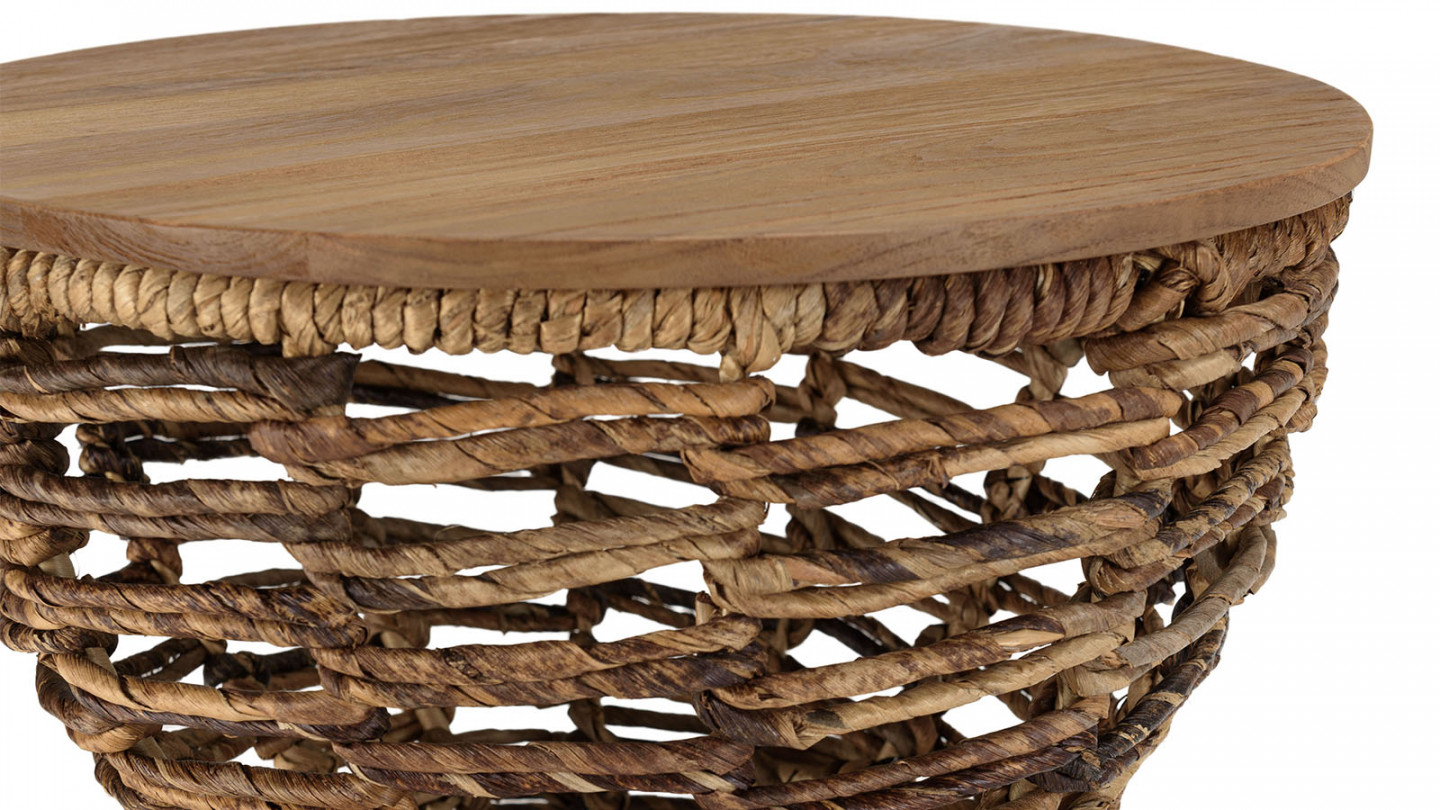 Tabouret assise en bois de teck recyclé SIXTINE