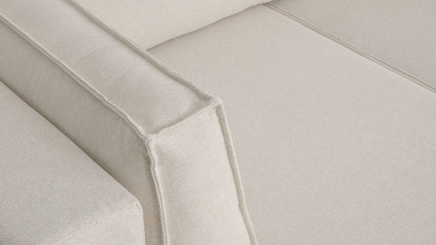 Canapé d'angle à droite convertible 3 places avec coffre de rangement en tissu beige - Barani