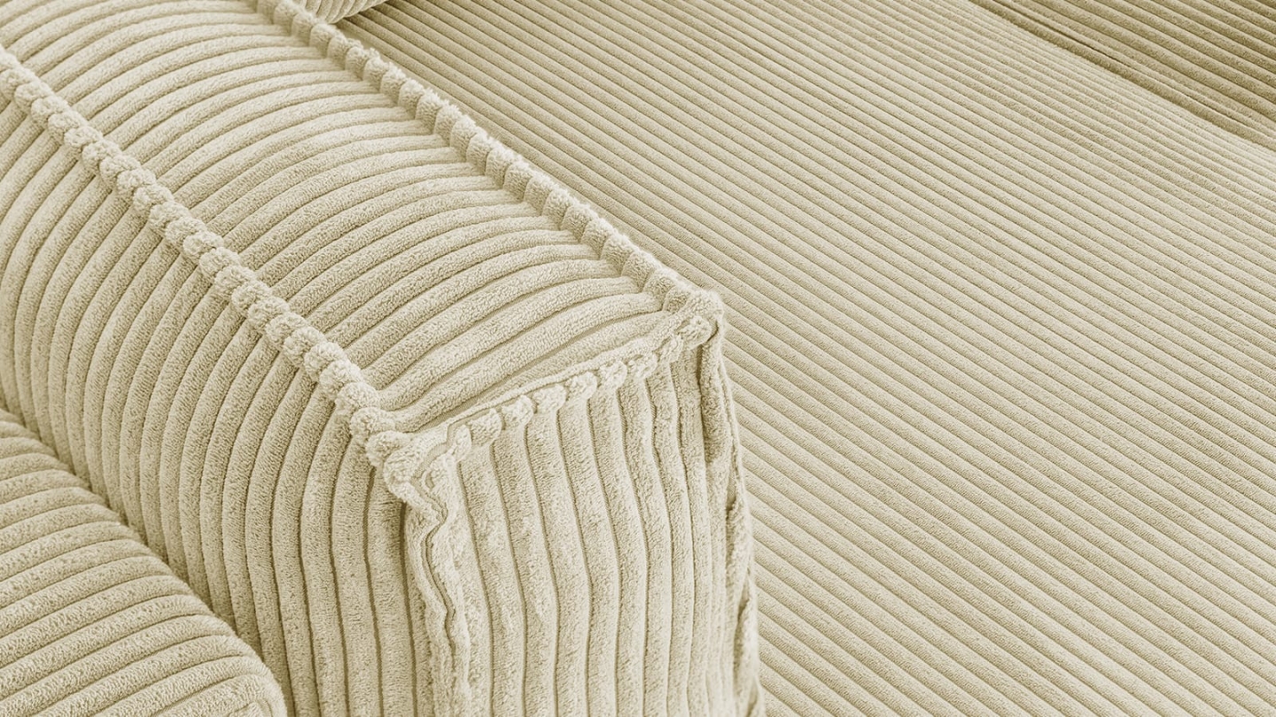 Canapé D'Angle Convertible Torezio Avec Coffre De Rangement - Tissu Beige, Appuie-tête Réglable, 274x203 Cm