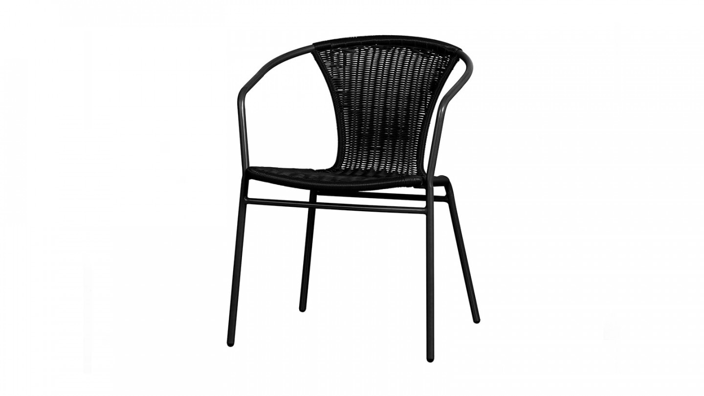 Chaise de jardin en rotin tressé noir - Weston